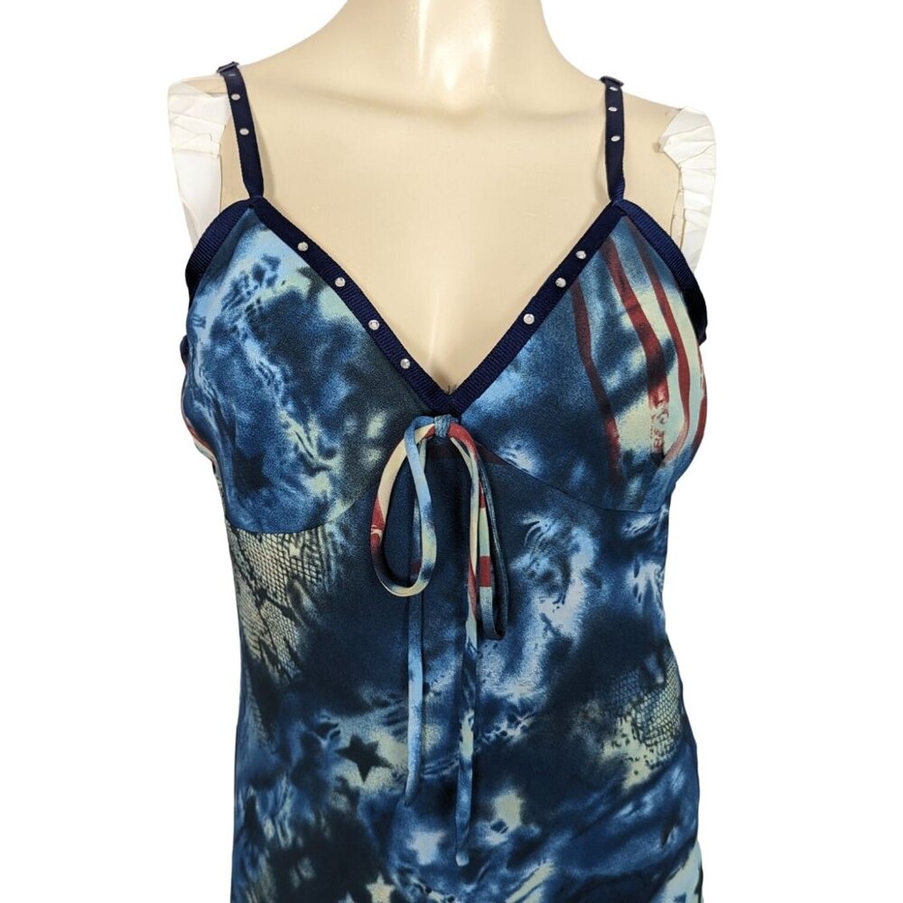 RAG Vintage sleeveless American Flag pathwork blue red maxi‎ dress 11 / 12 - Picture 8 of 12